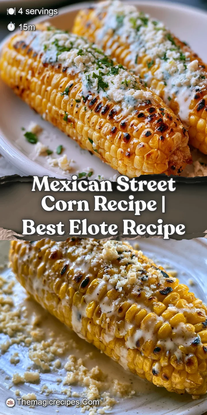 Close-up of creamy, charred corn kernels topped with crumbles of salty white cheese and a sprinkle of red chili.