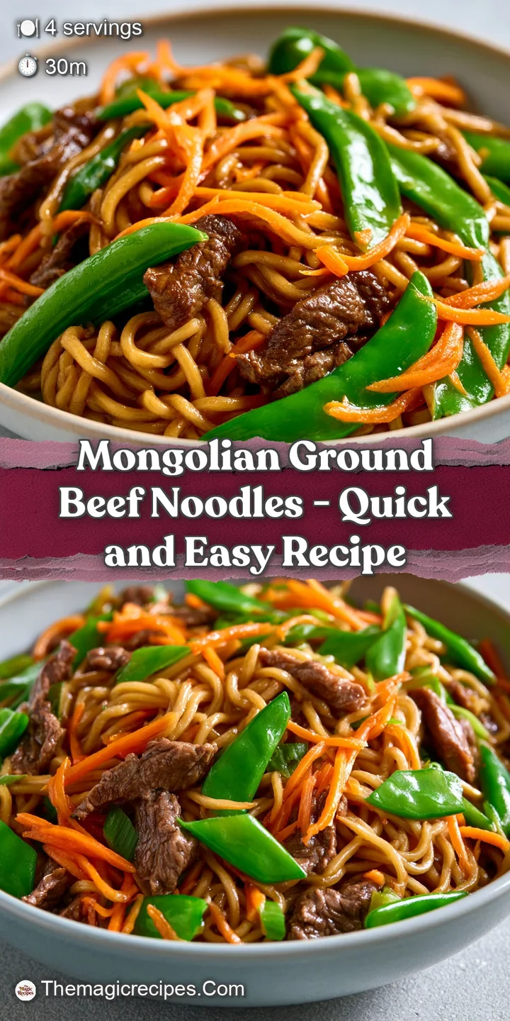 Close-up of glossy, caramelized ground beef clinging to crispy golden noodles with toasted sesame seed garnish.