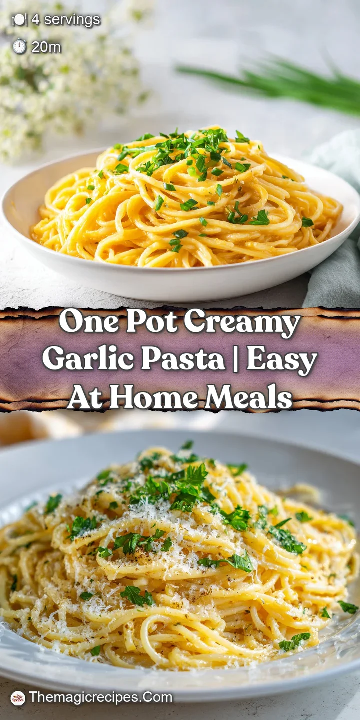 Close-up of the creamy pasta. Garlic and herb bits accent the rich sauce coating, hinting at an intensely flavorful bite.