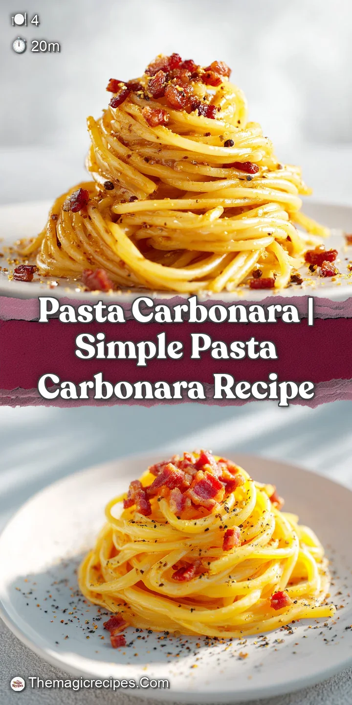 Close-up of glossy, creamy noodles coated in a rich golden sauce with glistening bits of crispy cured pork.