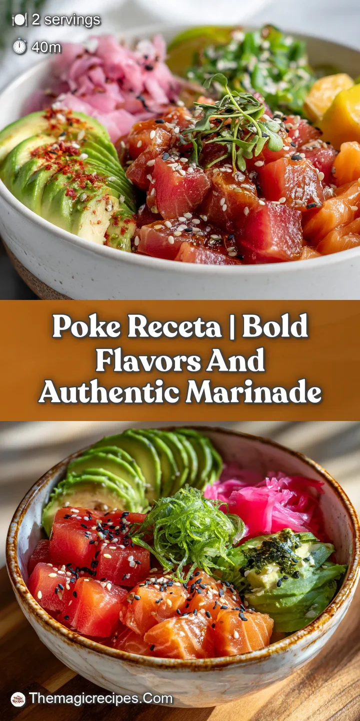 Close-up of glistening raw tuna in a poke bowl, showcasing the rich colors and textures of the fresh, vibrant ingredients.