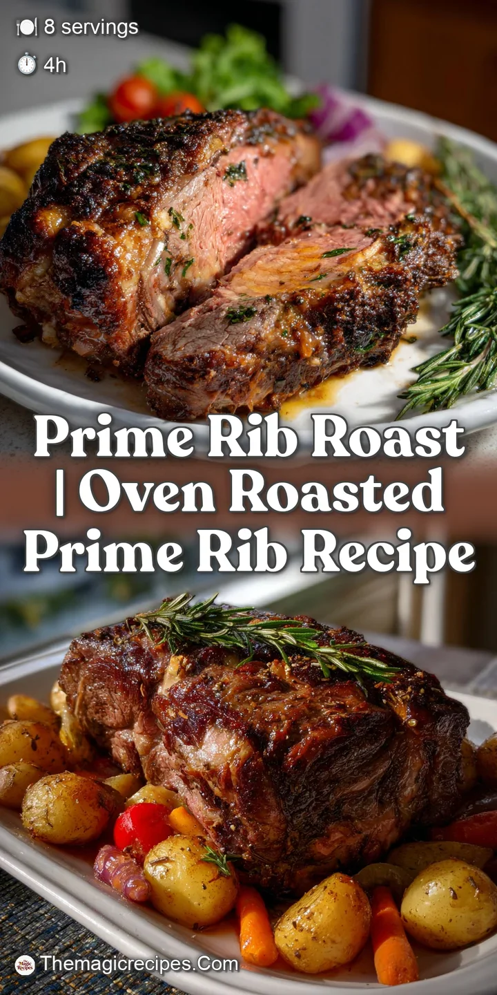 Close-up view of a tender, medium-rare prime rib slice. Notice the juicy pink interior, contrasted by the deep brown, flav...