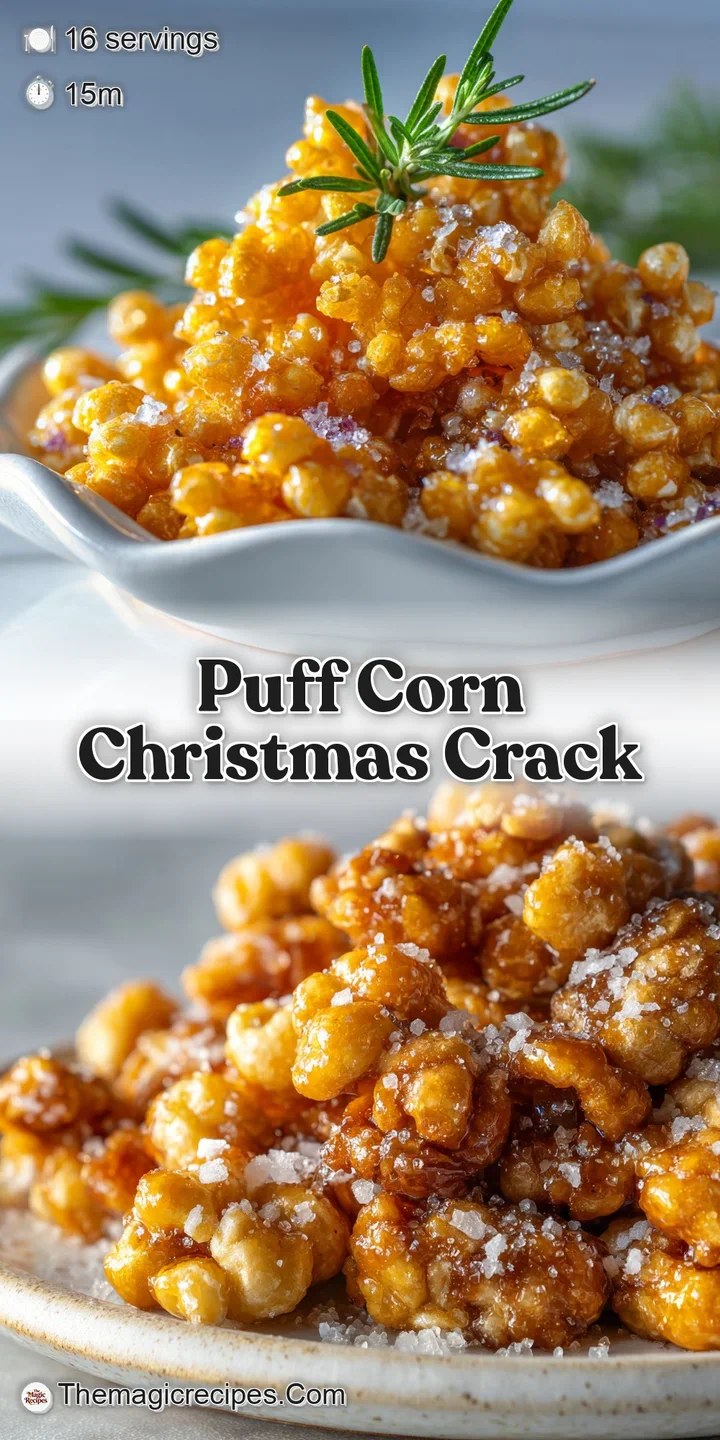 Close-up view reveals the irregular shapes and shiny surface of chocolate-coated puff corn dotted with colorful sprinkles.