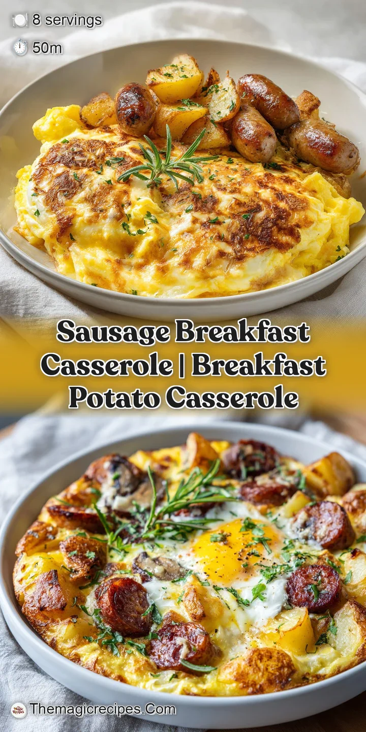 Close-up of bubbly, melted cheddar cheese and browned sausage bits in a fluffy, steaming egg-based bake