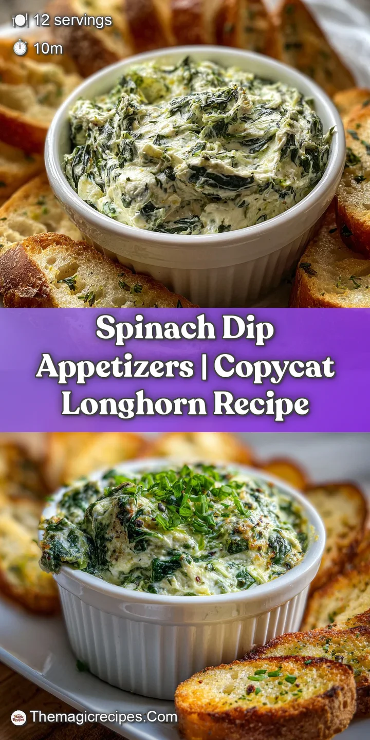 Close-up of creamy, bubbling spinach dip, flecked with green spinach and golden-brown cheese, offering a warm and inviting...