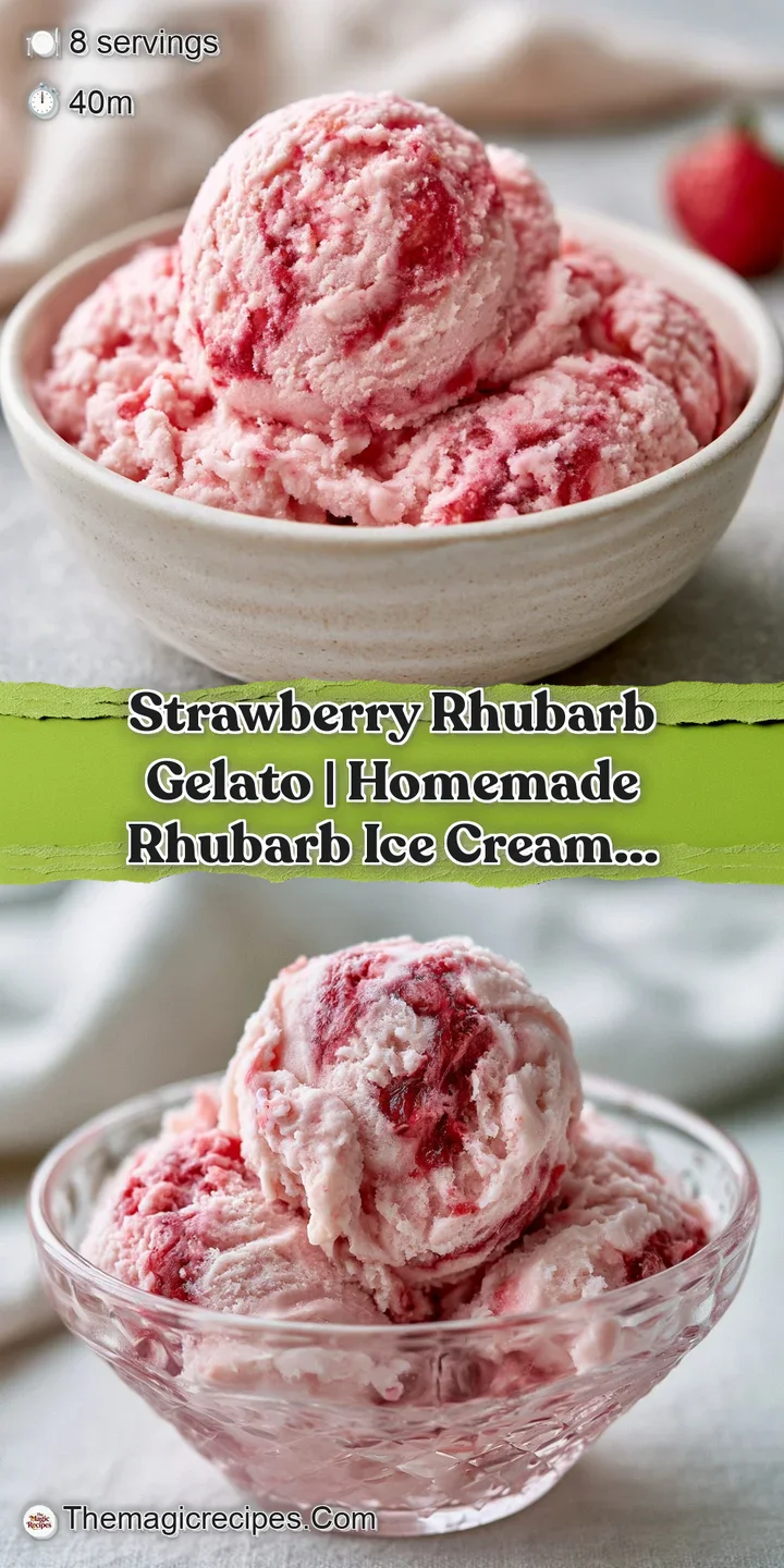 Close-up of smooth, frosty pink cream featuring vibrant red fruit ribbons and tiny ice crystals on the surface.