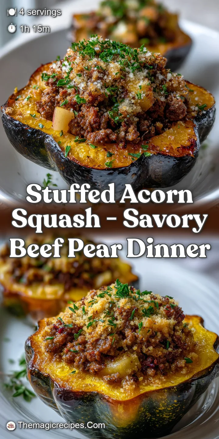 Stuffed Acorn Squash - Savory Beef Pear Dinner