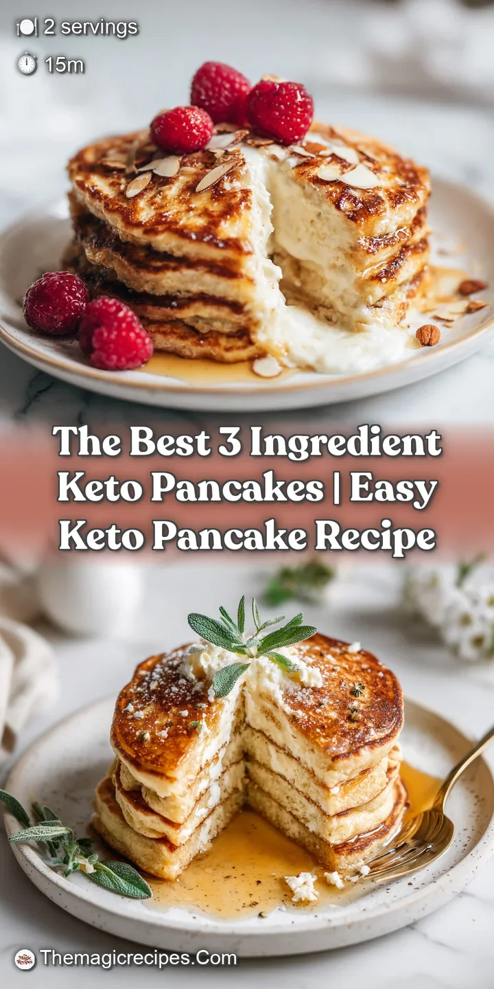 Close-up of a stack of fluffy, slightly browned keto pancakes, showcasing their airy texture