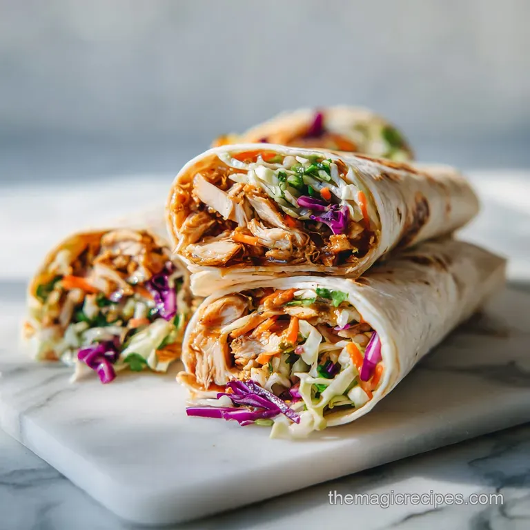 Asian Chicken Wraps: Savory Peanut Glaze and Crunchy Slaw