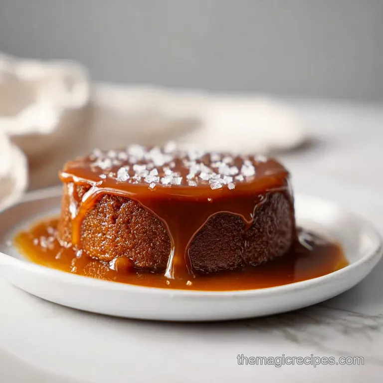 A delicate swirl of warm, glistening caramel sauce artfully poured over a golden-brown butter base.