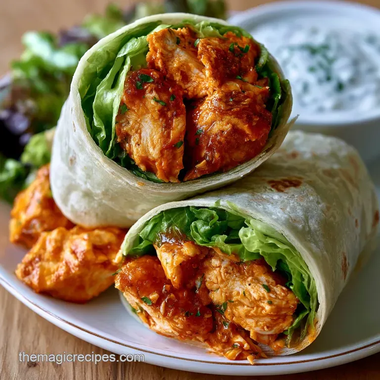 Two toasted tortillas sliced diagonally, revealing zesty orange chicken and fresh greens on a white ceramic platter.