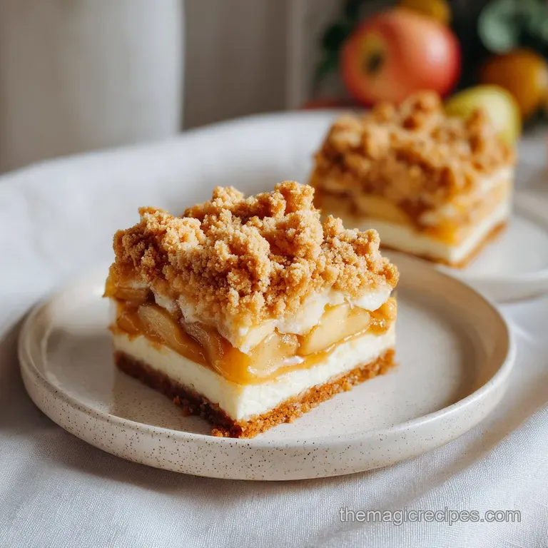 Caramel Apple Cheesecake Bars with Streusel