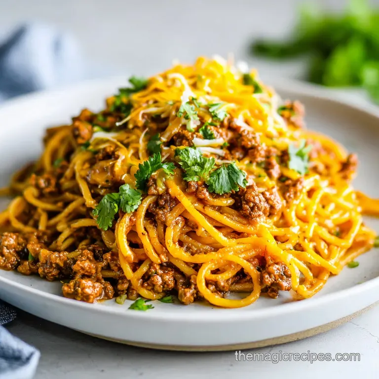 Cheesy Taco Spaghetti: Creamy and Savory