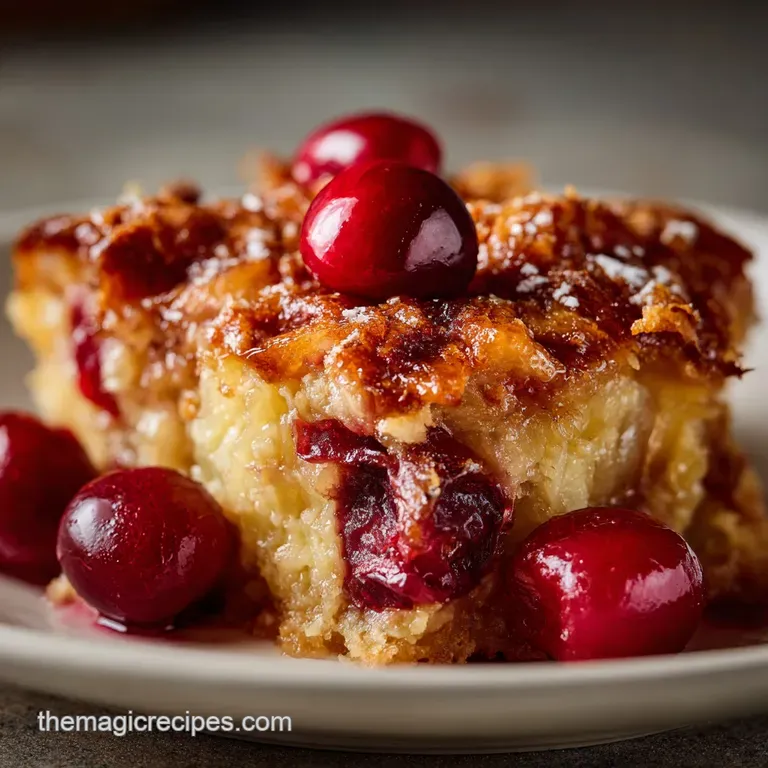 Dump Cake Recipes: Classic Cherry Pineapple Dump Cake with Ultra-Crispy Topping presentation
