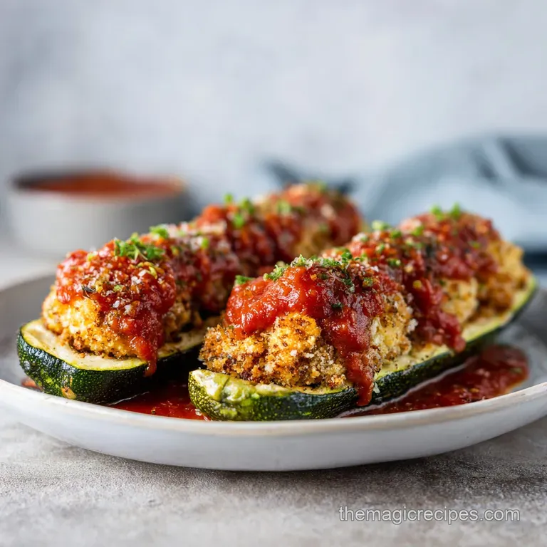 Chicken Parmesan Stuffed Zucchini Boats