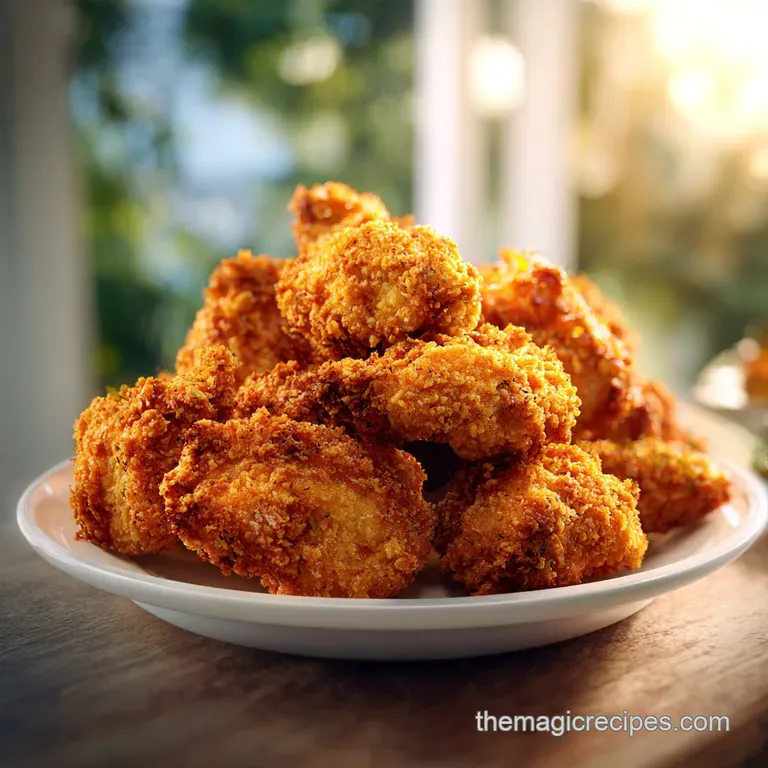 A close-up of a tender, golden chicken drumstick resting on a rustic wooden board, lightly seasoned.