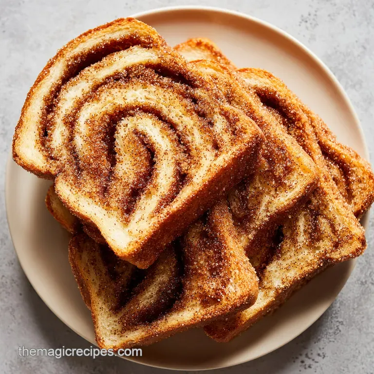 Warm, glazed slices stacked neatly on a white plate, accented by a dusting of powdered sugar and a silver fork.