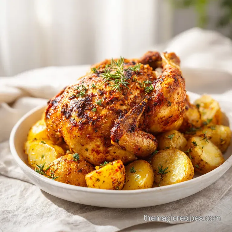 Dutch Oven Chicken with Crispy Skin and Potatoes