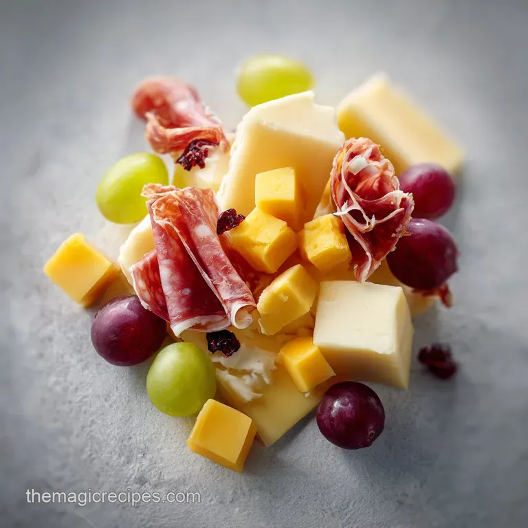 A rustic wooden platter overflowing with arranged artisan cheeses, toasted nuts, and colorful spring fruits.