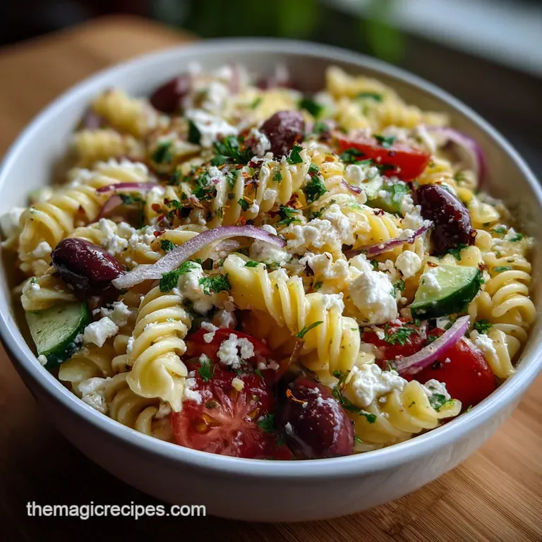 The Easy Greek Pasta Salad 20 Minute Greek Pasta Salad presentation