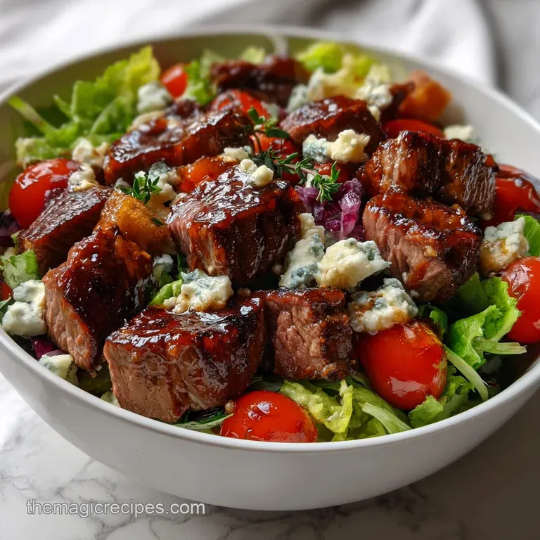 The Best Easy Steak Salad with Blue Cheese presentation