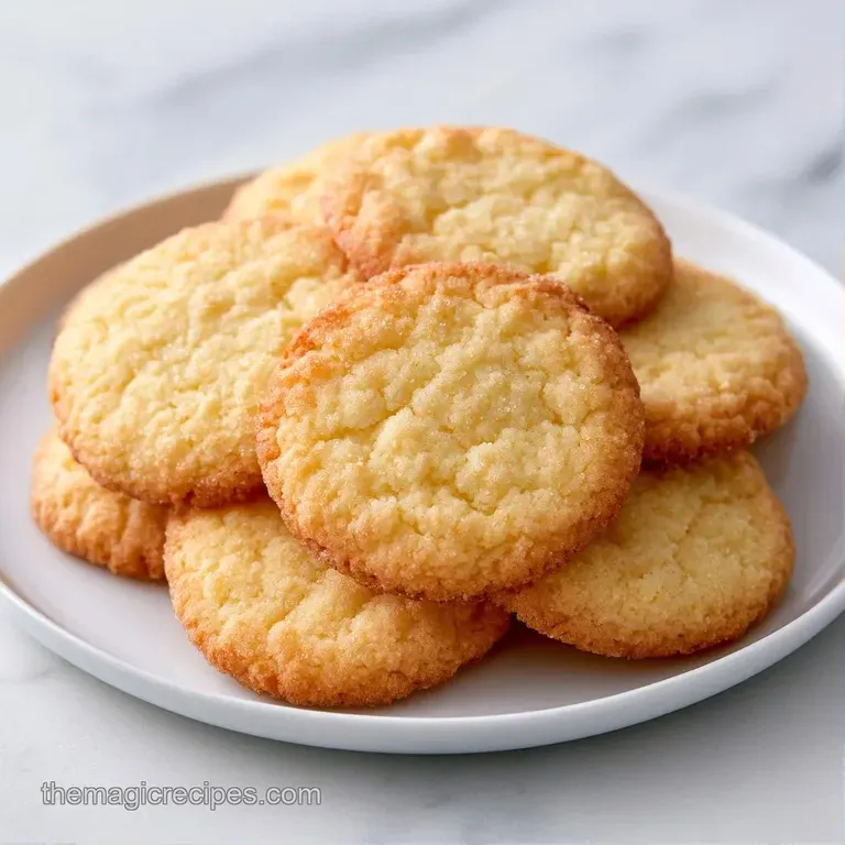 A stack of soft, buttery cookies on a white ceramic plate beside a tall glass of cold, refreshing milk.