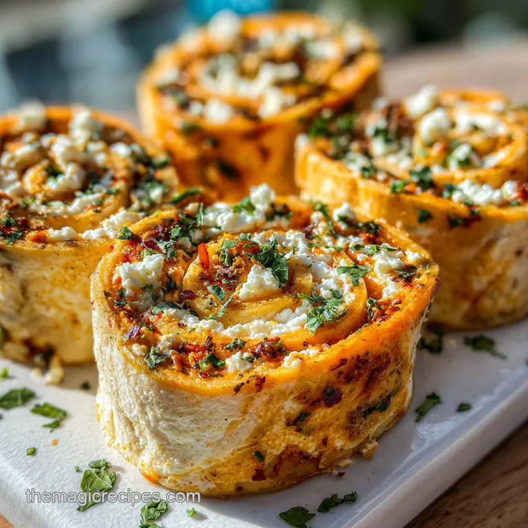 Elegant tortilla pinwheel appetizer: sliced spirals display creamy filling against soft tortillas on a white plate, ready ...