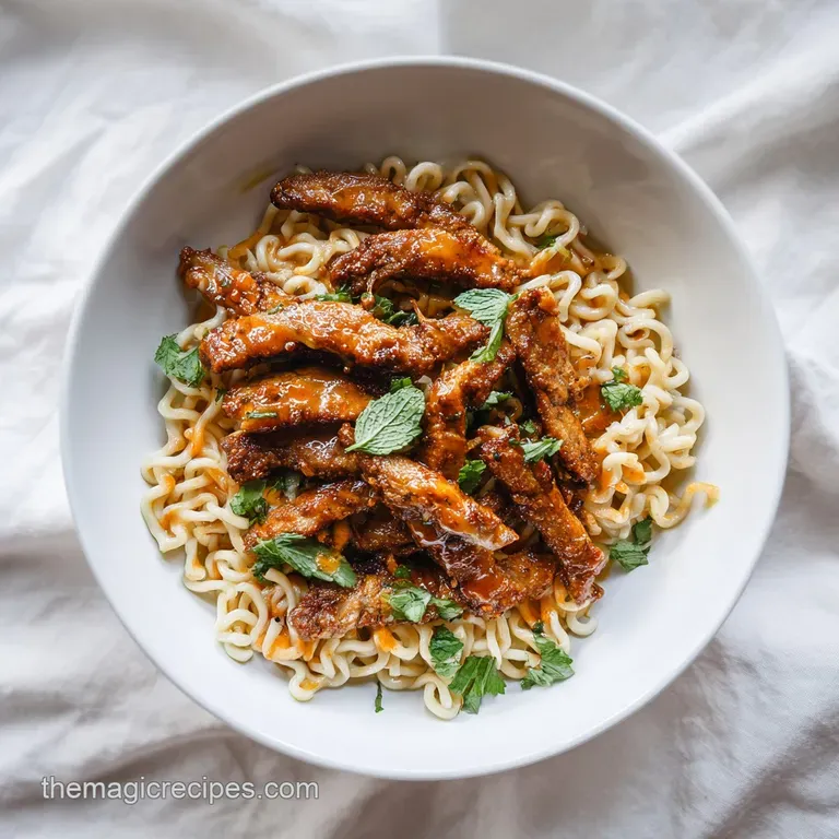 Fiery Chicken Ramen with Creamy Garlic Sauce