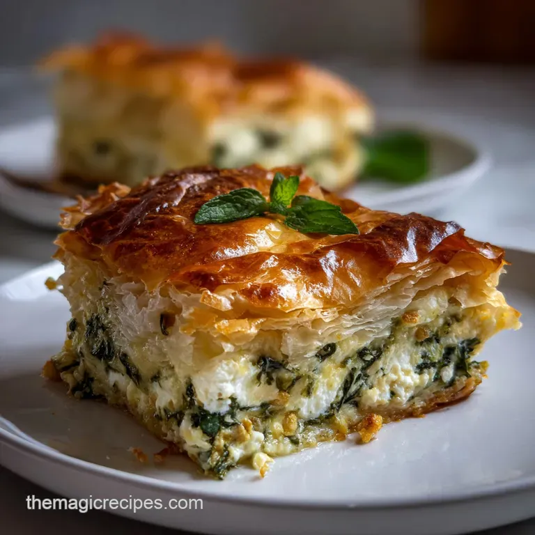Greek Recipes: Master Flaky Spanakopita Pie presentation