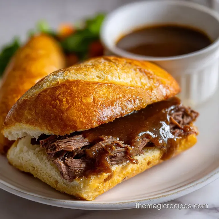 French dip sandwich: Classic roast beef with rich au jus