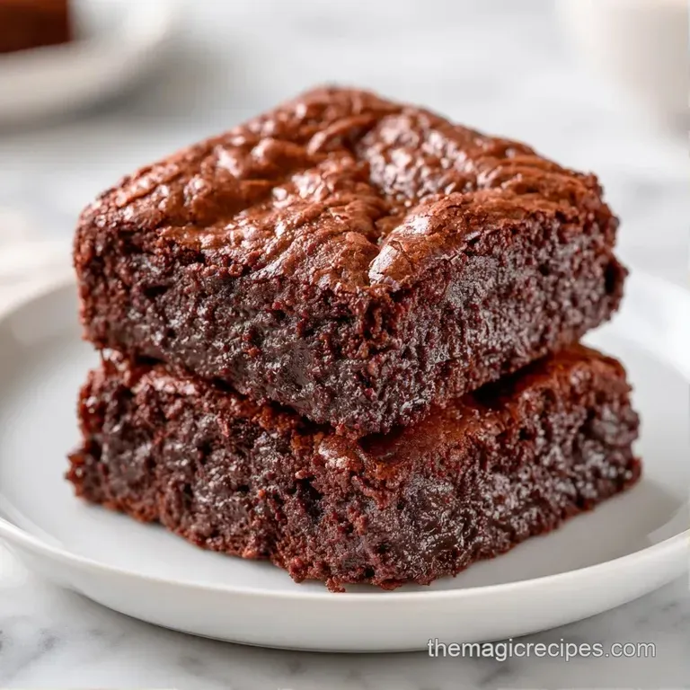 A moist chocolate square topped with a dusting of powdered sugar and a fresh raspberry on a white ceramic plate.