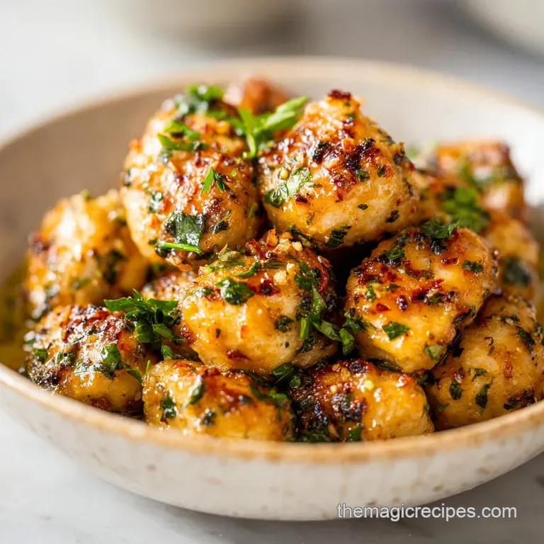 Buttery chicken pieces garnished with herbs, plated beautifully. The dish looks both rustic and elegant, a comforting culi...