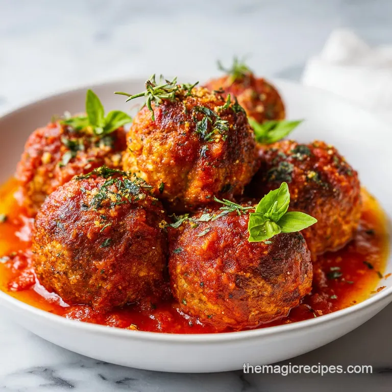 Giant Meatballs in Tomato Sauce: Tender and Cheesy