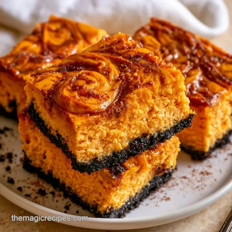 Pumpkin Swirl Halloween Cheesecake Bars