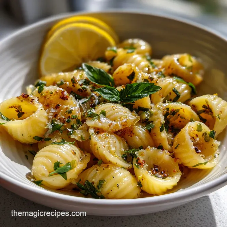 Healthy Pasta Recipes: Roasted Lemon Garden Dish presentation
