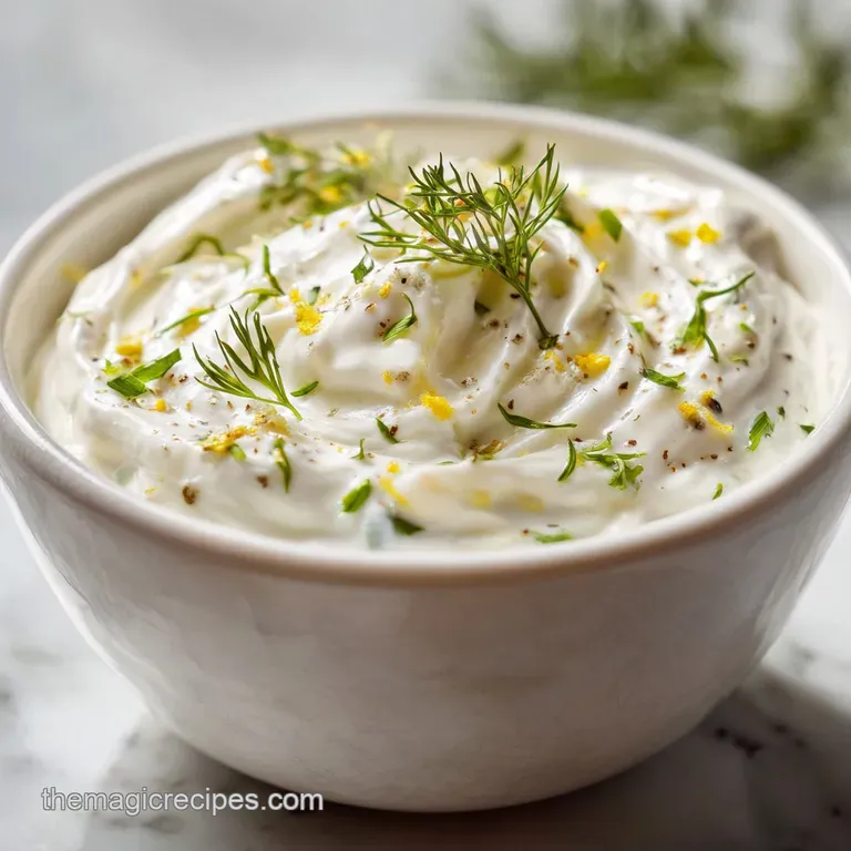 Dollops of fluffy white horseradish cream sauce adorn a juicy, seared steak, hinting at a cool, tangy contrast with the sa...