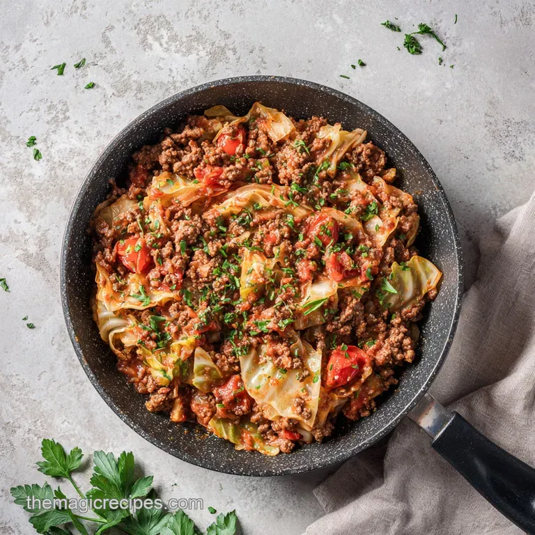 Neatly arranged cabbage rolls with a vibrant red sauce, garnished with fresh parsley sprigs, on a white plate.