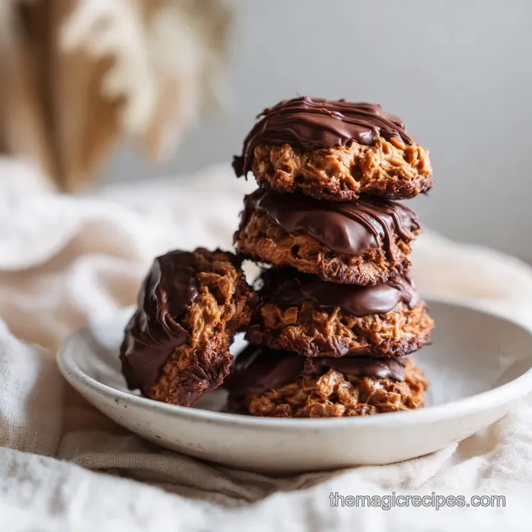Neatly arranged keto cookies dusted with a fine powder, showcasing their rich texture on a minimalist plate.