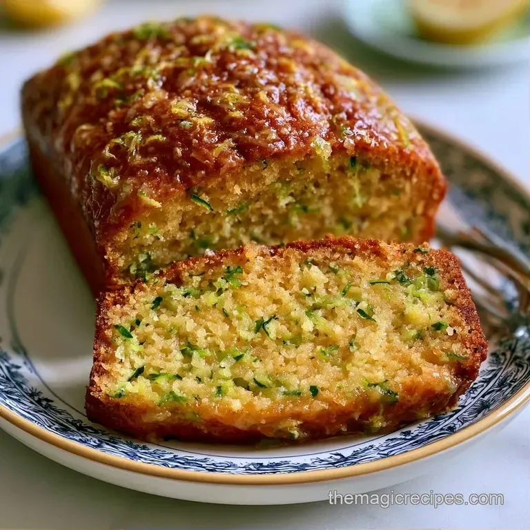 Elegant slice of golden sponge cake on a plate with a swirl of cream and a sprinkle of bright yellow lemon zest.