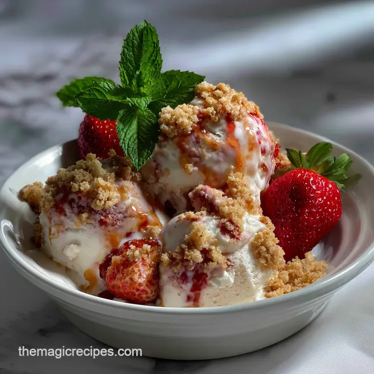 The Ultimate No-Churn Strawberry Shortcake Ice Cream presentation