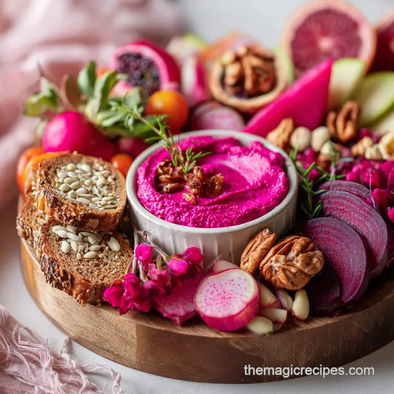 Pretty Pink Charcuterie Board with Beet Hummus