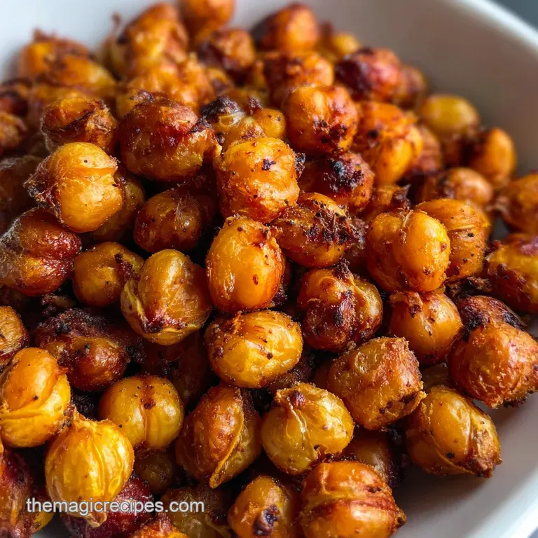 Roasted chickpeas and kale arranged artfully on a white plate. A bright, inviting healthy snack. Lightly toasted nuts.