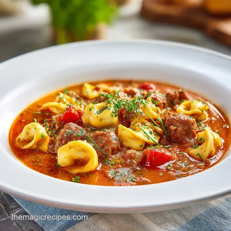 Slow Cooker Creamy Sausage Tortellini Soup