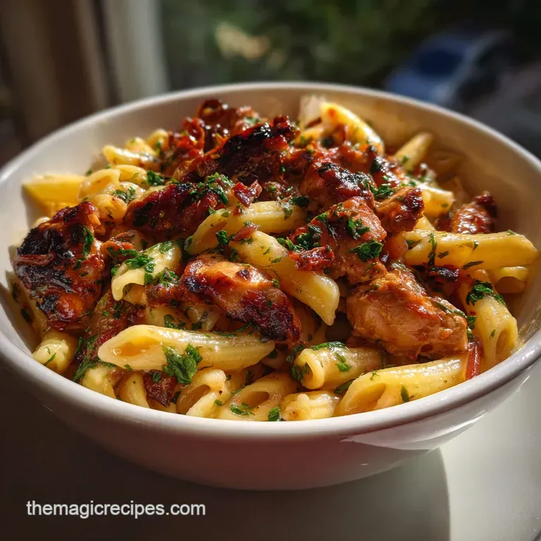 Bbq Chicken Pasta Smoky Creamy Comfort: Velvety Dinner presentation