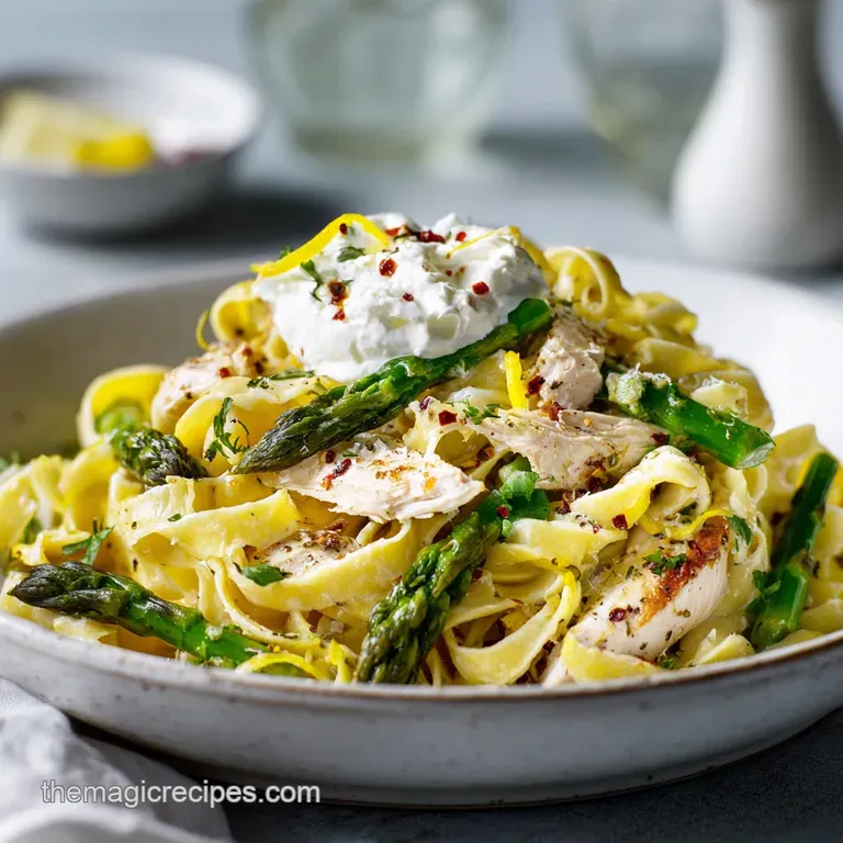Spring Meals: a Taste of April Chicken Tagliatelle presentation