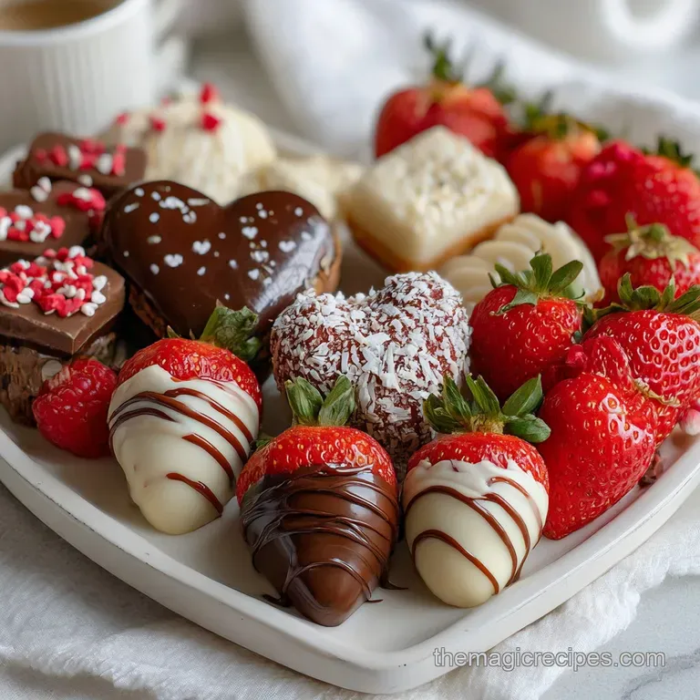 Fun Valentines Party Food Dessert Board with Chocolate